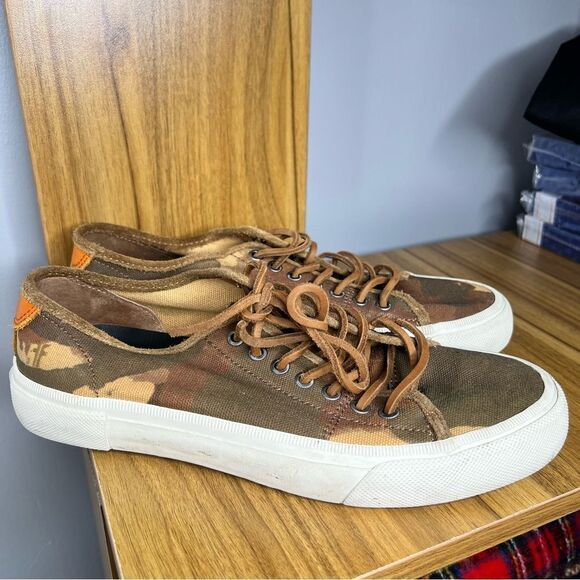 Sz 9 Frye Camouflage Sneakers - Brown and Orange $169 MSRP - Picture 4 of 11